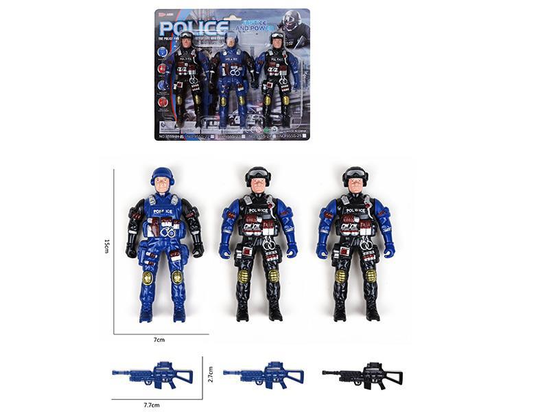 Policeman Toy With Flash Lights 3PCS