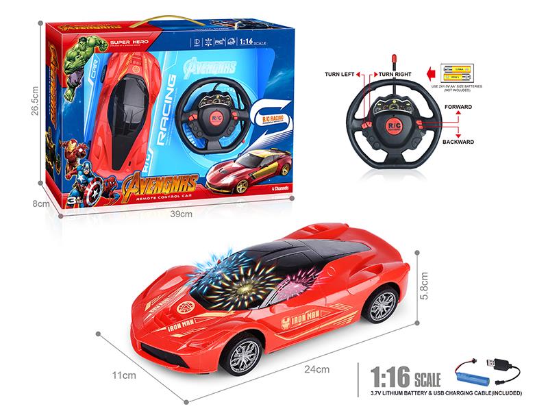 27Mhz 1:16 4-Channel Remote Control Iron Man Ferrari Simulation Car With 3D Light(Included Batteries)