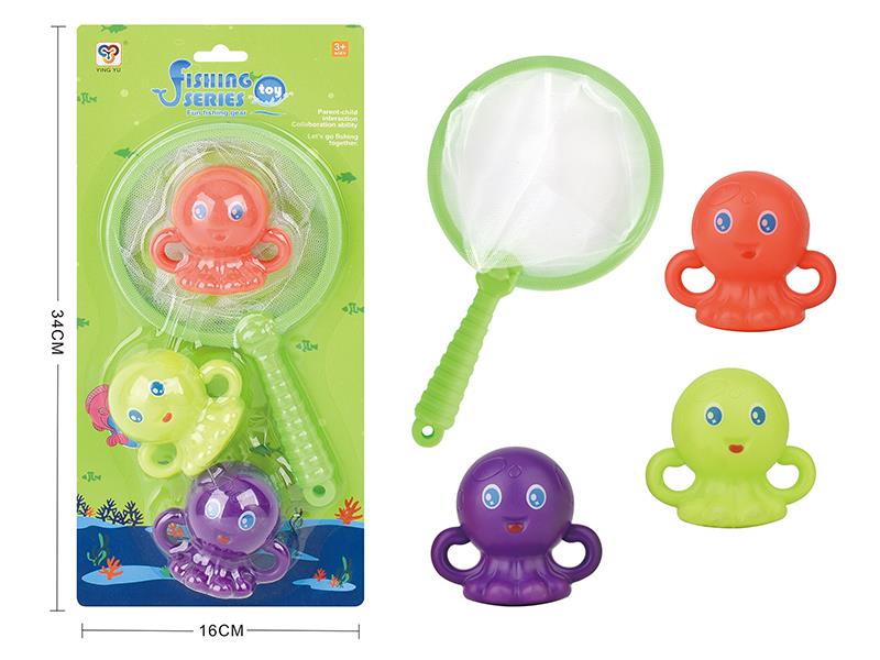 Fishing Toys(Spoon Net + 3 Octopus)