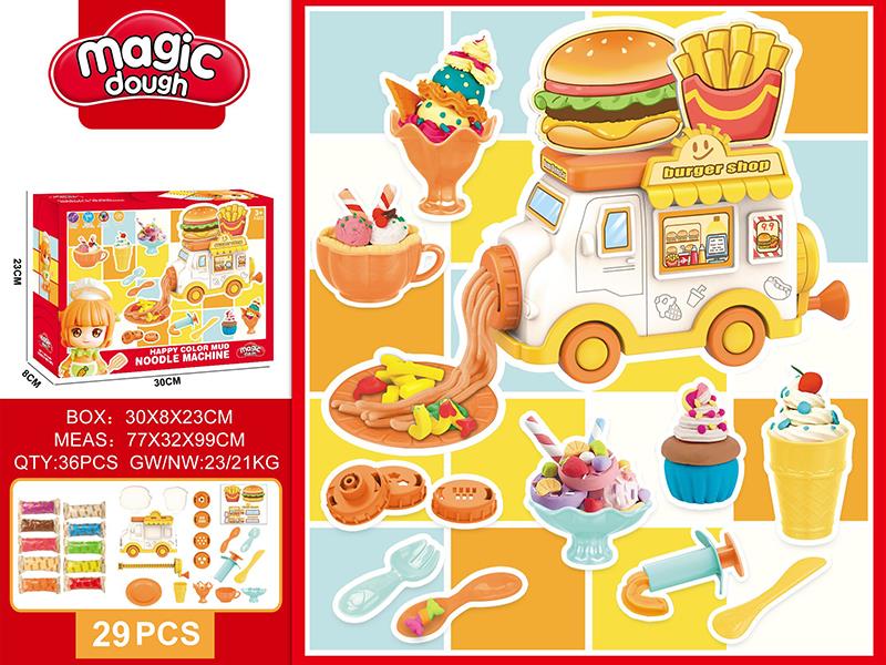 Burger Truck Noodle Machine Color Clay Set 29PCS