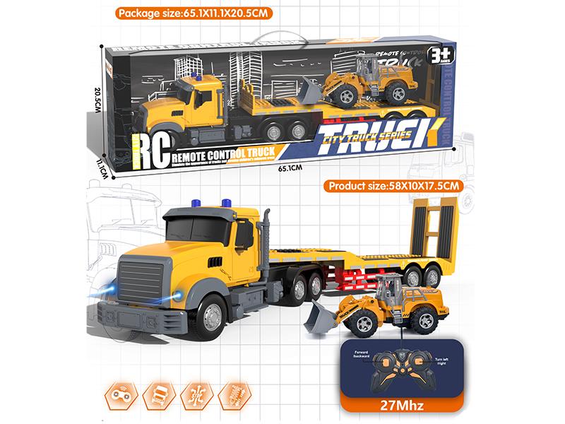 27Mhz Remote Control American Style Trailer With Friction Bulldozer(Included batteries)