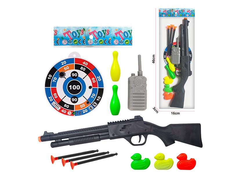 Soft Bullet Gun Set (With Target, 3 Ducks, Interphone, Bowling Toys)