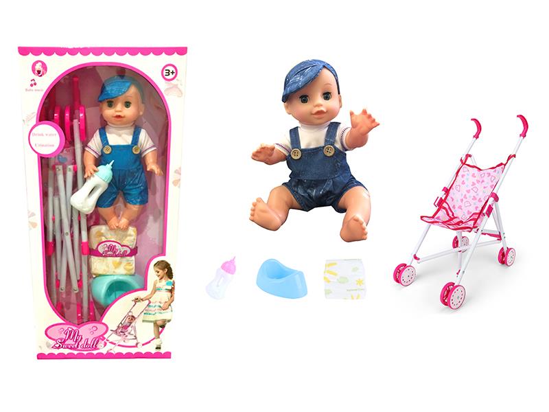 Blow Molding Baby Doll With 55cm Baby Stroller Set