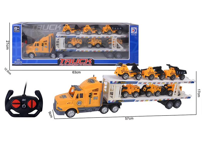 4-Channel Remote Control Container Car With 6 Small Engineering Trucks