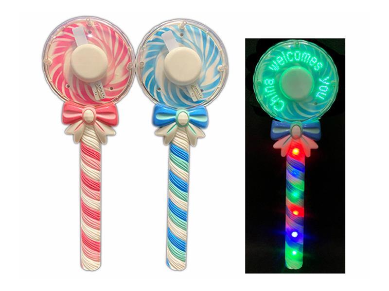 Color Spray Painted Lollipop Flash Word Rotating Stick Handle Plus 6 Flash Lights