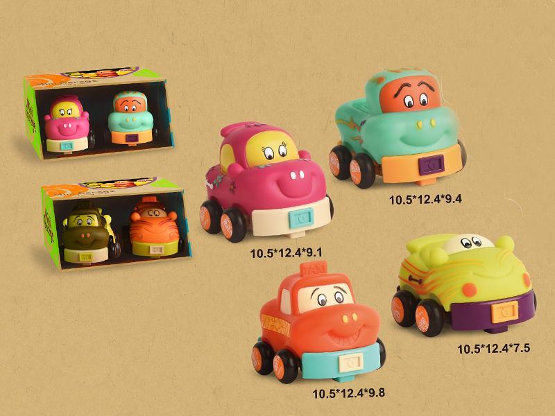 2PCS Cartoon Pull Back Soft Plastic Cars