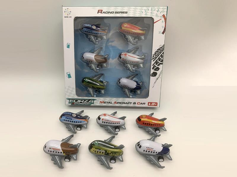 6PCS 1:58 Pull Back Light Alloy Aircraft