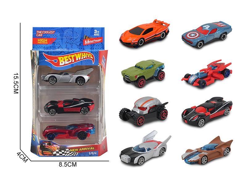 1:64 Slide Alloy Avengers Series Racing Cars 3PCS