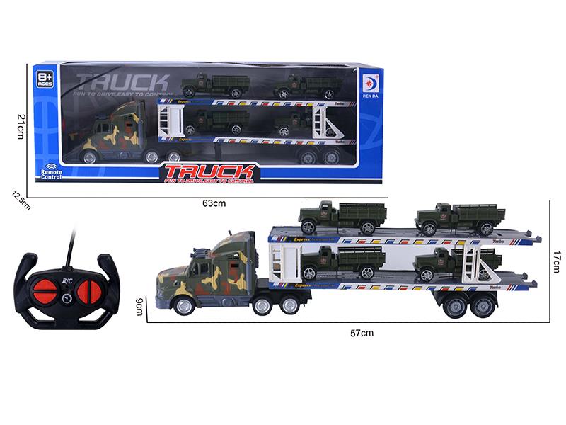 4-Channel Remote Control Container Car With 4 Military Truck