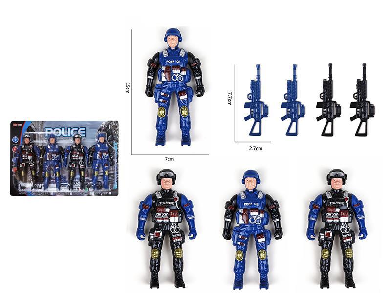 Policeman Toy With Flash Lights 4PCS