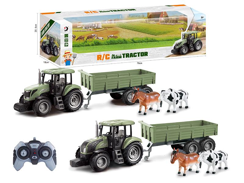 2.4G Remote Control Farm Tractor Trailer Toy(Demo + Sounds)Not Included Batteries