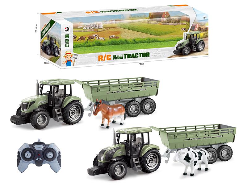 2.4G Remote Control Farm Tractor Trailer Toy(Demo + Sounds)Not Included Batteries