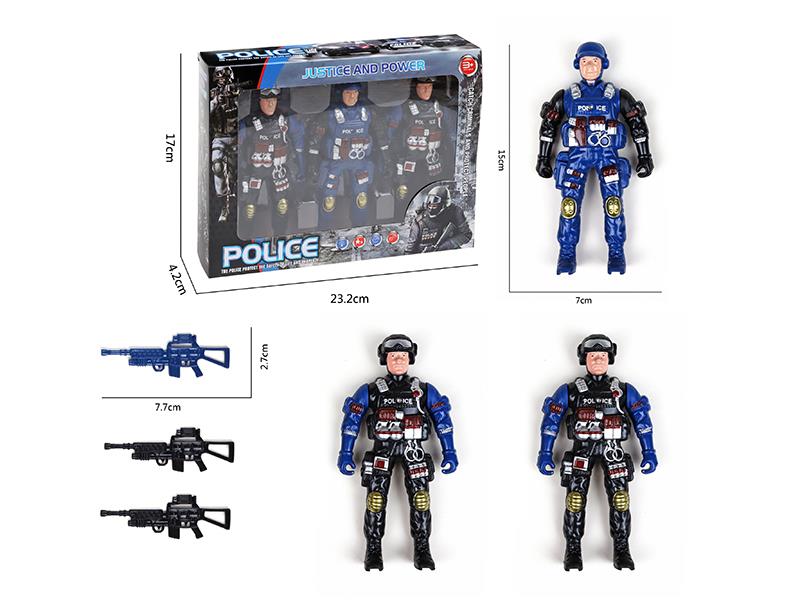 3 Policeman Toys With Flash Lights