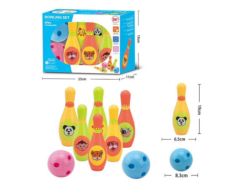 8pcs Color Printing Injection Molding Bowling Toy