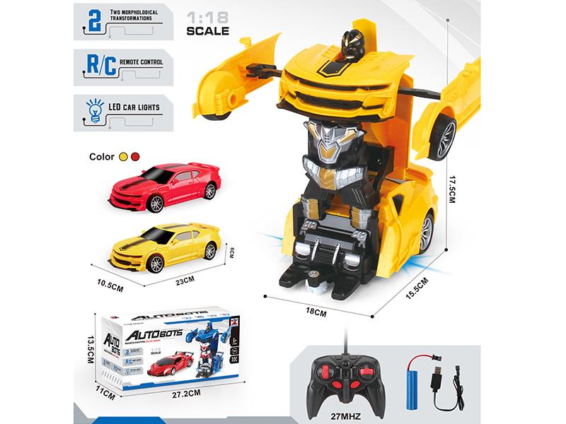 Remote Control Transformation Car Bumblebee With Lights 1:18(Included Batteries)