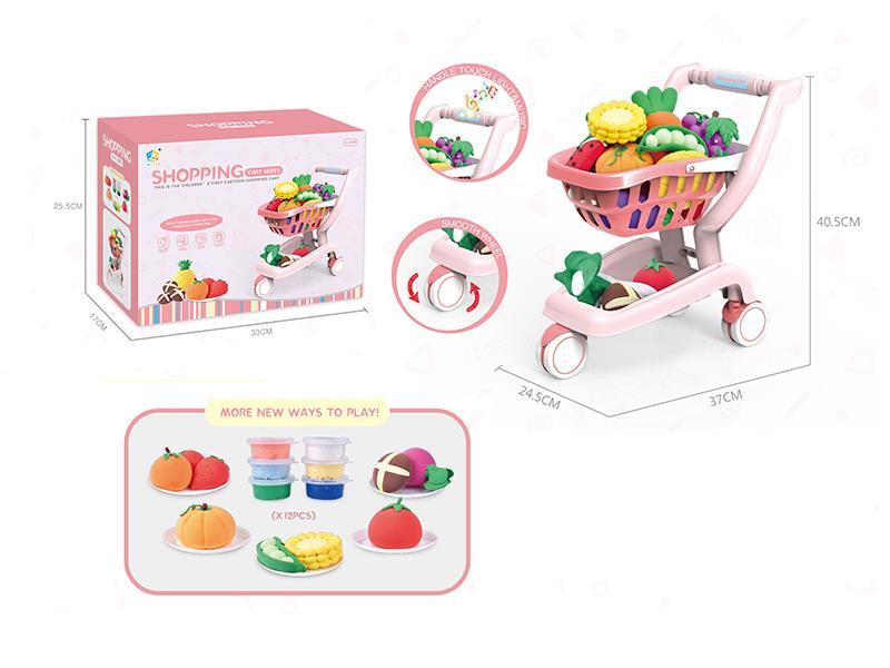 Induction Shopping Cart Set With Sound And Light (12 Play Dough Accessories)