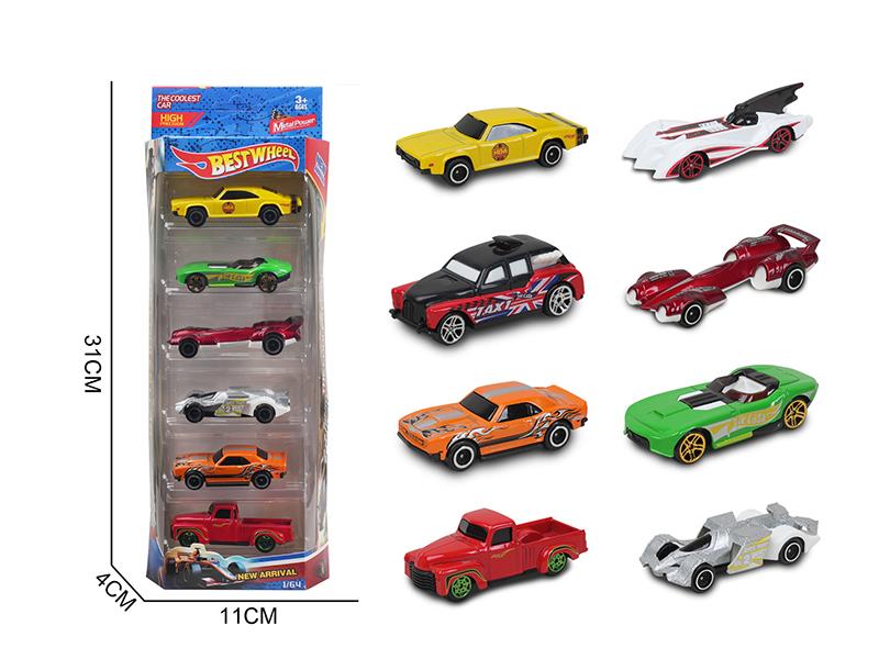 1:64 Slide Alloy Racing Cars 6PCS