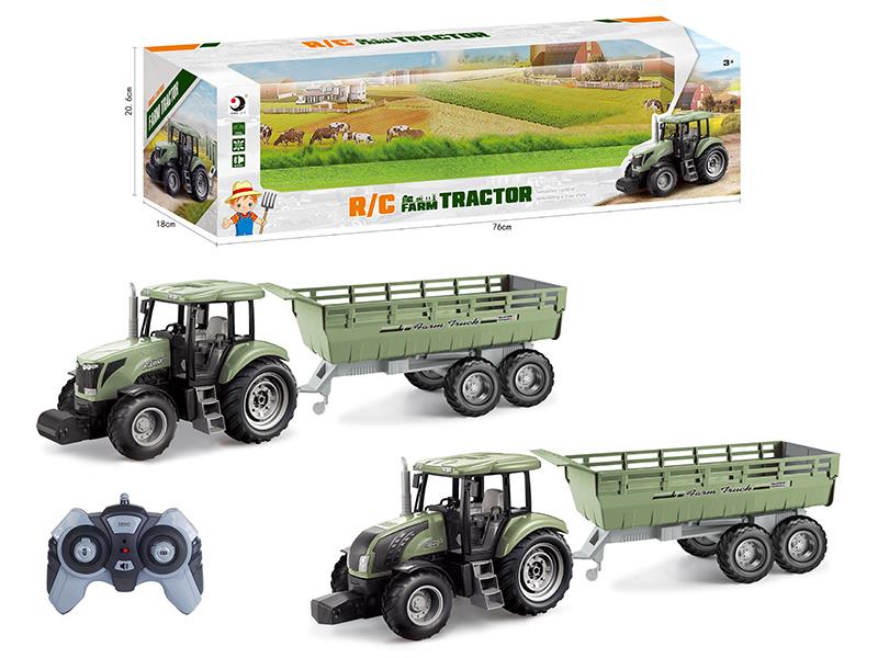 2.4G Remote Control Farm Tractor Trailer Toy(Demo + Sounds)Not Included Batteries