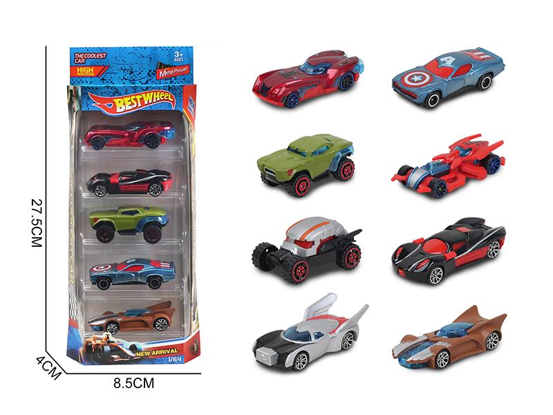 1:64 Slide Alloy Avengers Series Racing Cars 5PCS