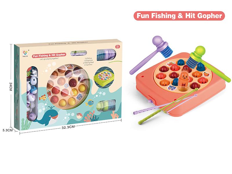 B/O Fishing Game & Whack-A-Mole 2 In 1 Game