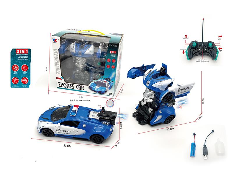 1:18 9-Channel Remote Control Bugatti Transformation Spray Police Car(Included Batteries)