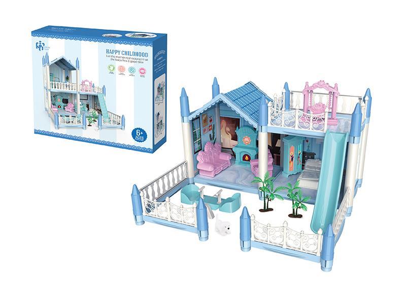 DIY Assembly Villa Toy(Blue)