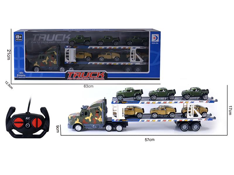 4-Channel Remote Control Container Car With 6 Military Truck