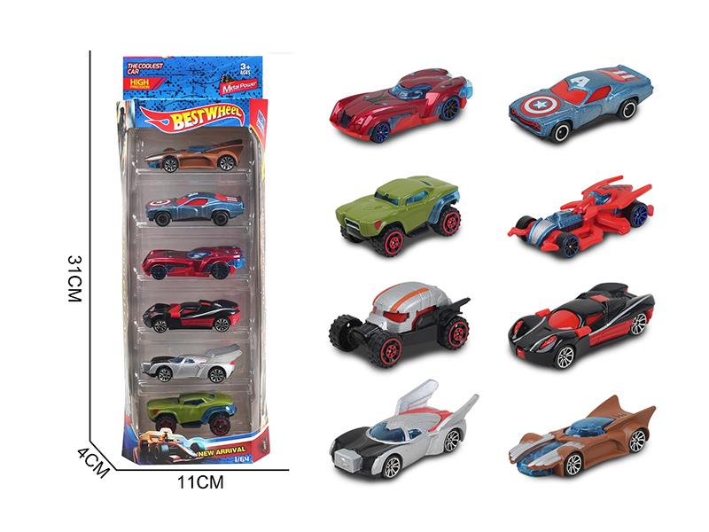 1:64 Slide Alloy Avengers Series Racing Cars 6PCS