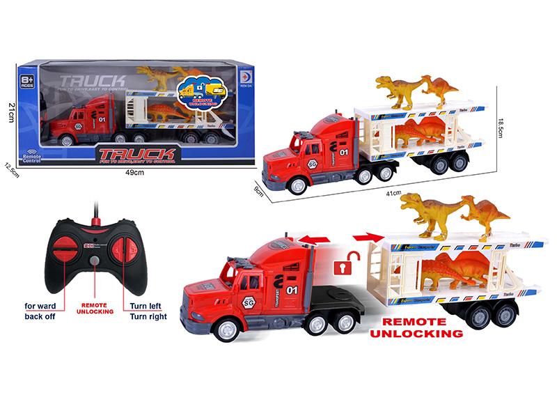 5-Channel Remote Control Container Car With 4 Dinosaurs(Remote Unlocking)