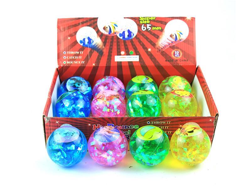 6.5cm Hi-Bounce Crystal Glitter Ball With Light 12pcs