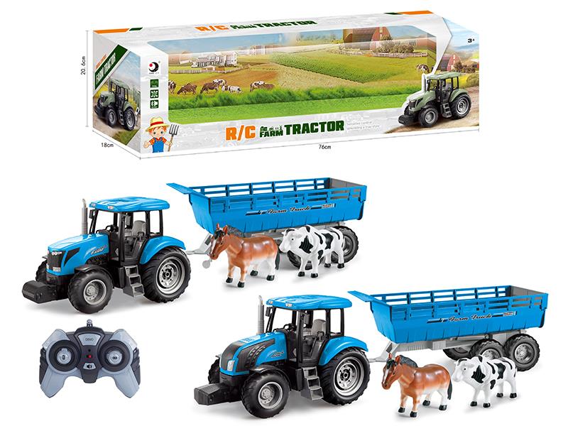 2.4G Remote Control Farm Tractor Trailer Toy(Demo + Sounds)Not Included Batteries