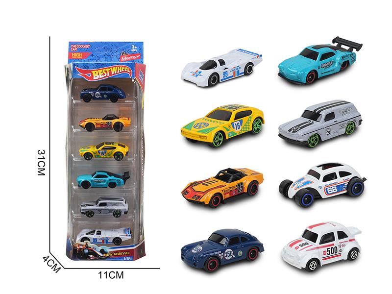 1:64 Slide Alloy Racing Cars 6PCS