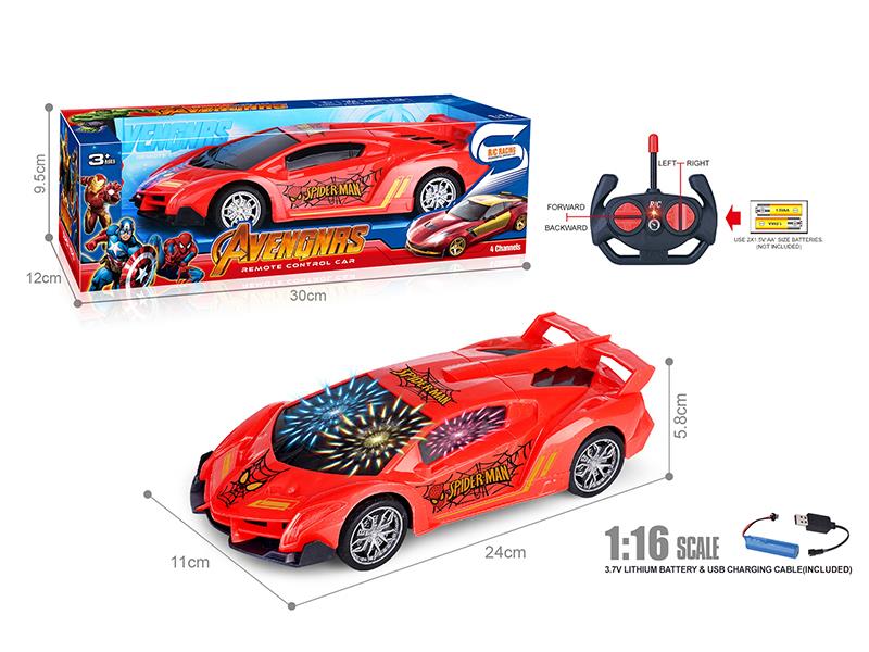 27Mhz 1:16 4-Channel Remote Control Spider-Man Lamborghini Car With 3D Lights(Included Batteries)