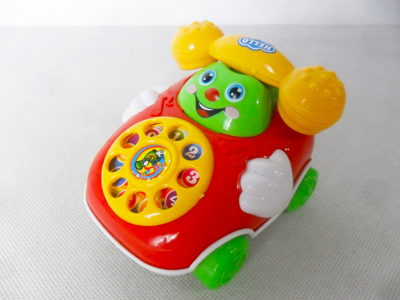 PULL STRING PHONE CAR WITH BELL TOYS