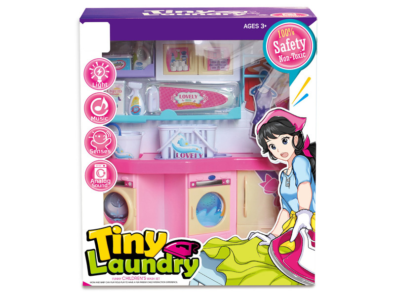 Laundry Toy with Tableware,light and music,Simulated Sound