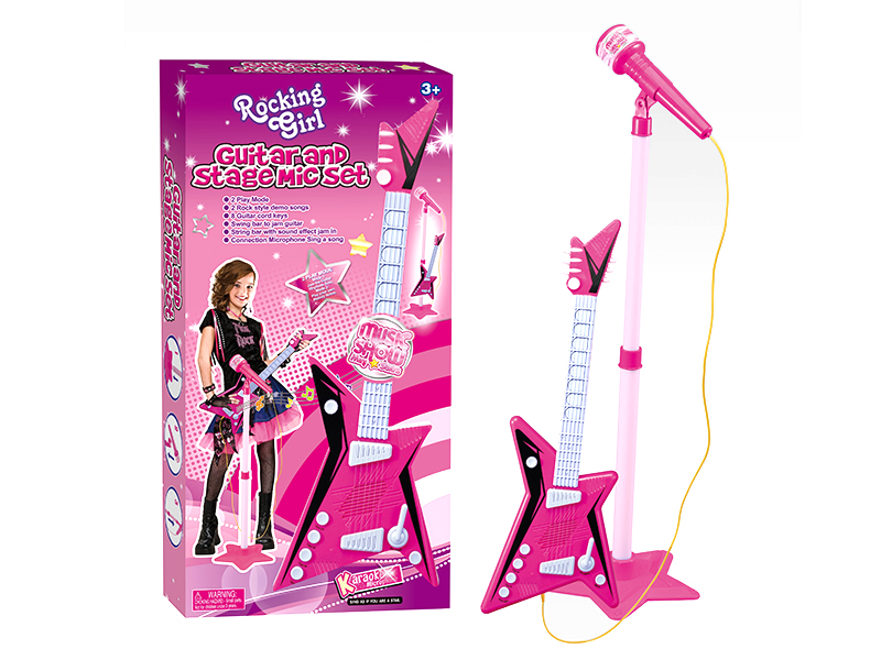 Girl Guitar With Microphone Set