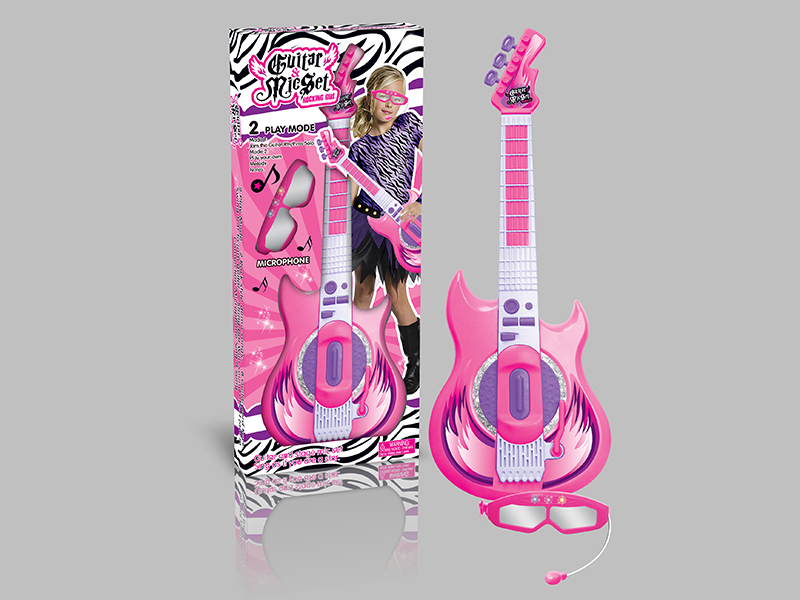 Girl Guitar With Microphone Set