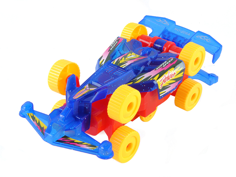 Pull Line Four-Wheel Drive Car With Light(2 Collors Mixed)