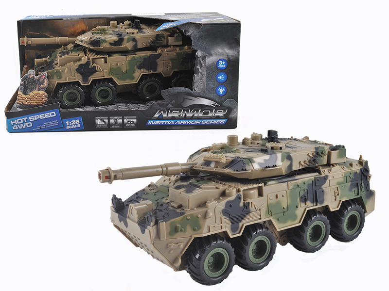 Comouflage Four-wheel Drive Friction Armored Car With Light And Music