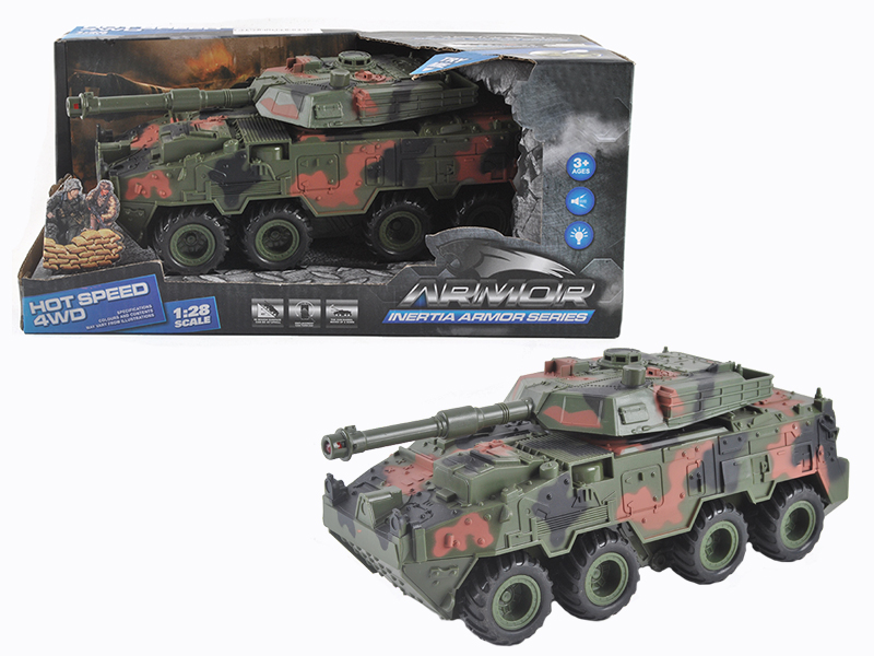 Comouflage Four-wheel Drive Friction Armored Car With Light And Music