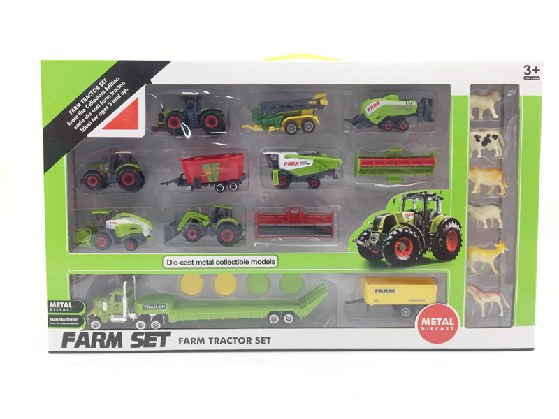 Alloy Slide Large Farm Tractor Set