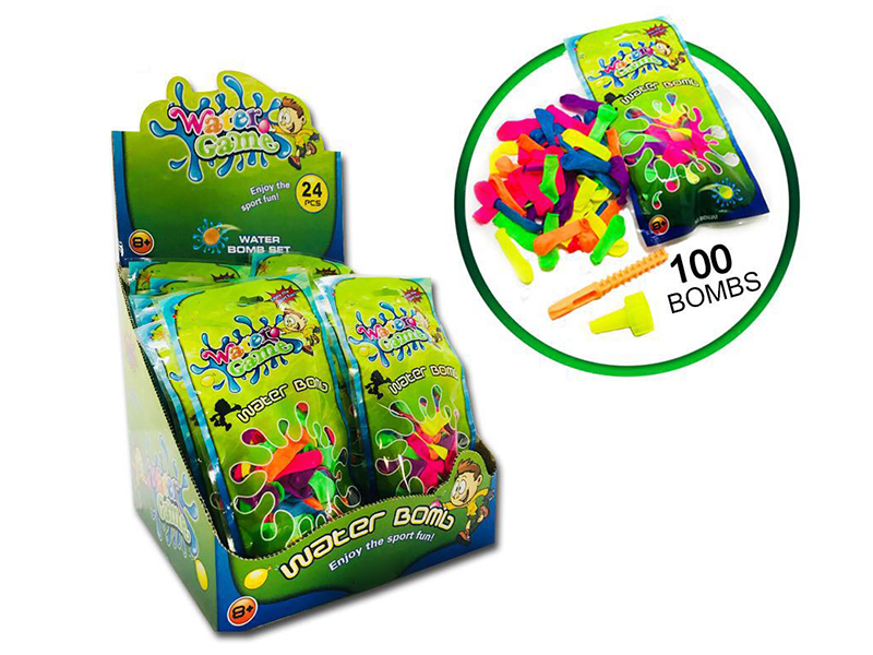 100pcs Water Balloons + Knotter(24 Bags/Box)