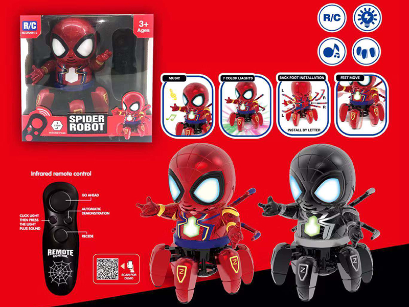 IR Radio Control Spider-Man Six Claw Robot With Light And Music