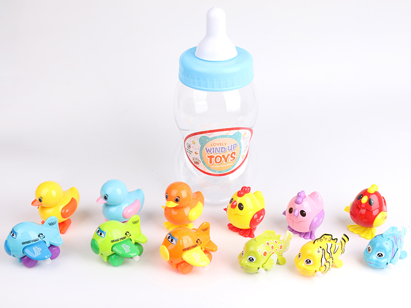 (Milk Bottles Packaging)Wind Up Toys 12pcs