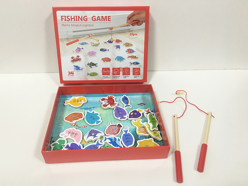 Wooden 20pcs Magnetism Fishing Game