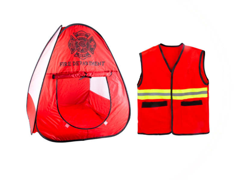 Fire Station Tent With Firefighter Uniform