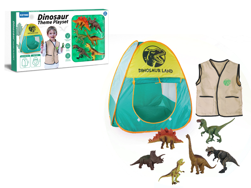 Tent With Exploration Clothing And Dinosaurs