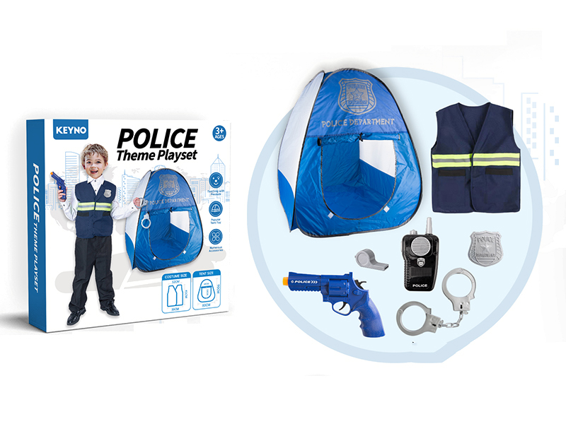 Police Tent With Police Costume And Police Equipment