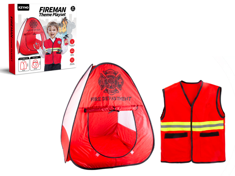 Fire Station Tent With Firefighter Uniform