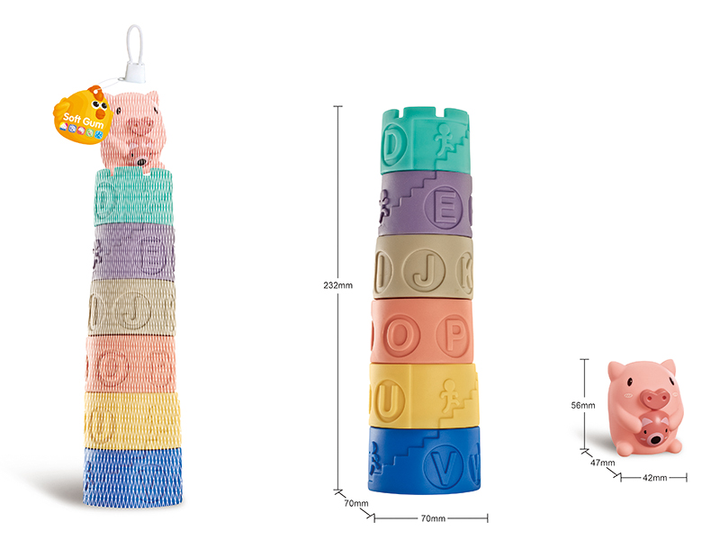 Soft Plastic Pig Jenga